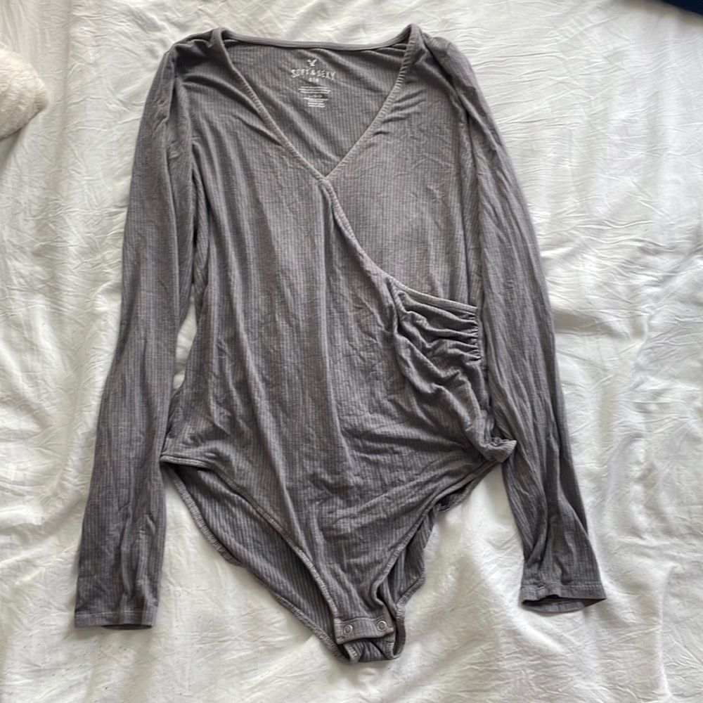 Grey long sleeve bodysuit